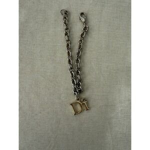 Christian Dior Di Logo Charm Bracelet Y2K Chain Costume Jewelry Patina Wear